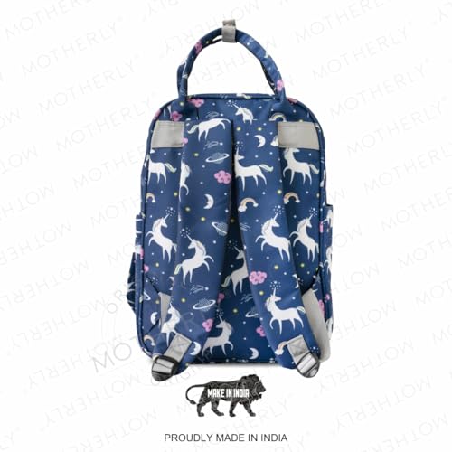 Image of Motherly Printed Diaper Bag for Mothers for Travel, Maternity Bag for Newborn Baby, Mothers Travelling Bag, Multiple Pocket Water Resistant Baby Bag, Hospital Bag for moms (Unicorn Blue)