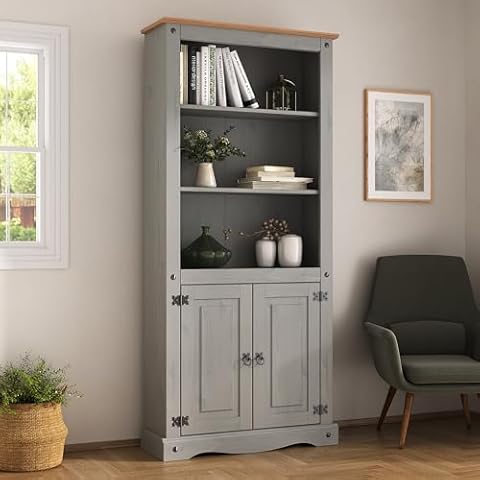 Corona Grey 2 Door Bookcase Display Cabinet Cover