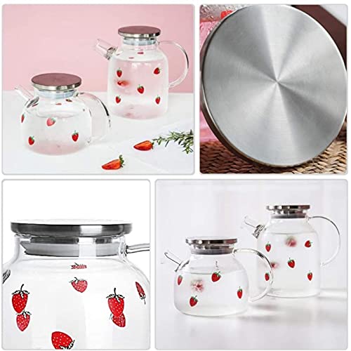 Bule de chá de vidro, bule de chá de vidro com infusor removível para chá de folhas soltas e florida