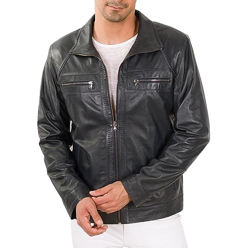 Men Lambskin Black Leather Biker Leather Jacket | Black Leather Jacket Men