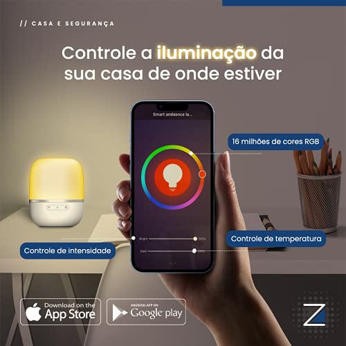 Luminária Smart Lamp ZAWA Wi-fi Abajur Inteligente Controle de Luz via APP e Assistente Virtual