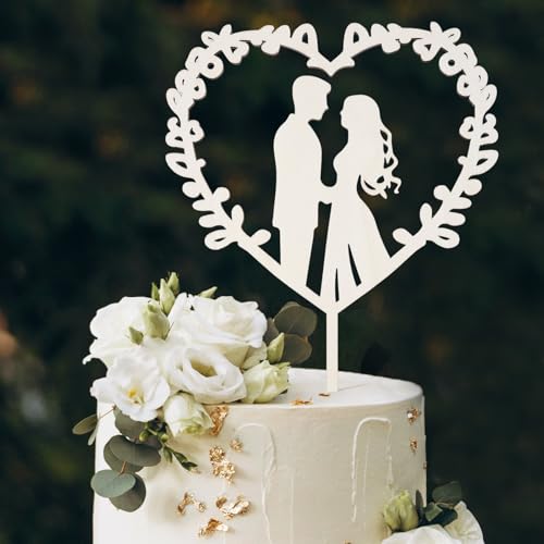 I LOVE MOM Married Cake Topper Hochzeit aus Holz Mr & Mrs Tortendeko Hochzeit Just Married Deko Hochzeitstorte Tortenstecker Hochzeitsfeier Hochzeitstorte Topper Kuchen Topper für Verlobung Deko
