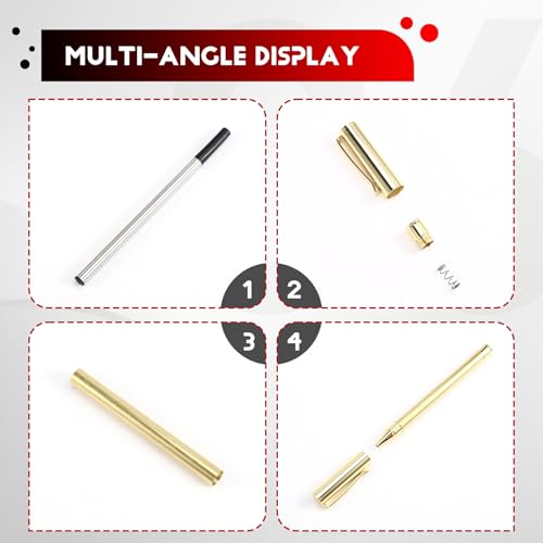 Kits de bolígrafos para torneado de madera de punta fina dorados, paquete de 10 unidades 7