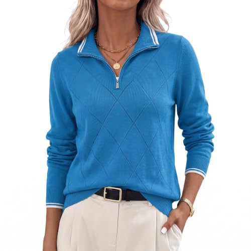 Image of JACK SMITH Quarter Zip Pullover Sweaters for Womens, Rib Polo Sweater Tops