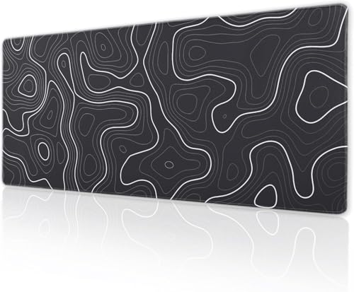 Image of Saco XXL Gaming Mouse Pad for PC - Large Desk Mat 900x400x3mm, Extended Non-Slip Rubber Base, Waterproof Surface, Topographics Design, Big Keyboard Mouse Pad for Office & Home Setup