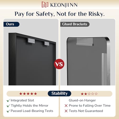Image of Keonjinn 55x36 Inch Matte Black Bathroom Mirror for Over Sink, Rectangular