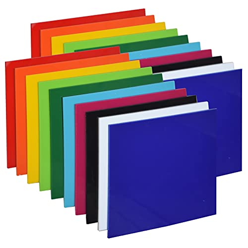 XLNTTECH 20 Pieces & 10 Colors Acrylic Plastic Sheet 12 x 12 Inch (.118
