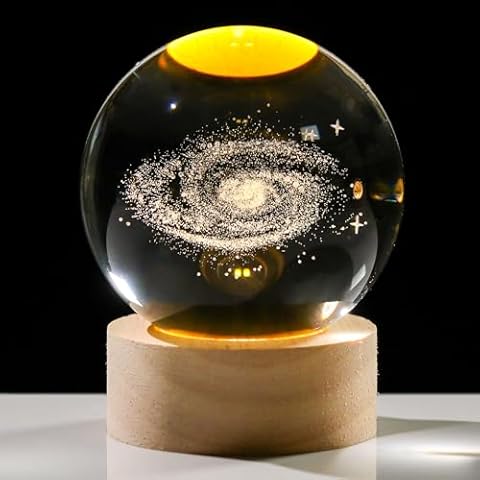 Movdyka 3D Crystal Galaxy Ball Space Decor Lamp Science Astronomy Gifts for Kids, Laser Engraved Galaxy Model Universe Night Light Gift Idea for Graduation Mothers Day Christmas Cover