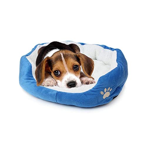 Cute Paw Print Comfortable Pets Dog Cats Puppy Kitten Nest Mat Pad Soft Fleece Bed(Blue) #TOP6