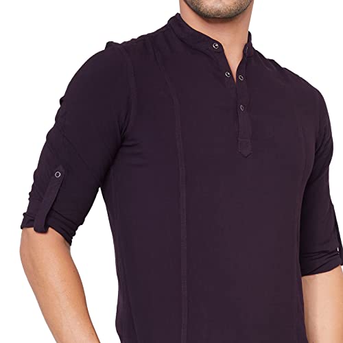 Image of Identiti Men Solid Slim Fit 100% Viscose Casual Shirt /Kurta for Men