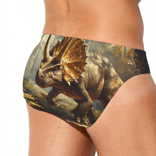 Triceratops in The Forests Mens Swim Briefs Bikini Sexy Low Rise Trunks Swimsuit Bathing Suit Beach3