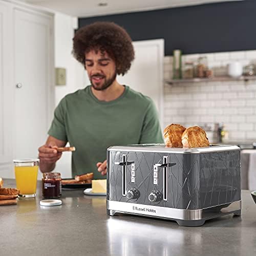 Russell Hobbs 28102 Structure Toaster, 4 Slice - Contemporary Design Featuring Lift and Look with Frozen, Cancel and Reheat Settings, Grey