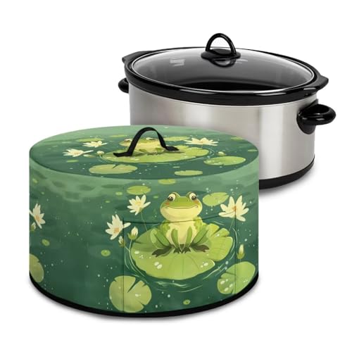Luarisgur Green Dust Covers for Kitchen Appliances Frog Lotus Leaf Crock Pot Cover Slow Cooker Dust Cover Dustproof Kitchen Decor Assecories Protective Covers Washable Small Appliance Covers