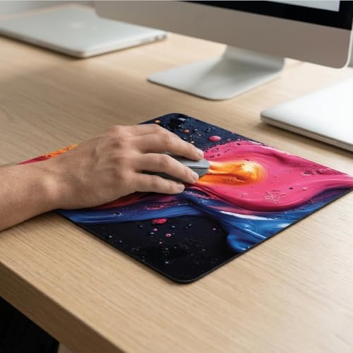 Image of Premium Non-Slip Mouse Pad | Smooth Surface for Optical & Laser Mouse | Durable Base Designs | Ideal for Office, Home & Gaming (Square Sunset Splash Swirl)