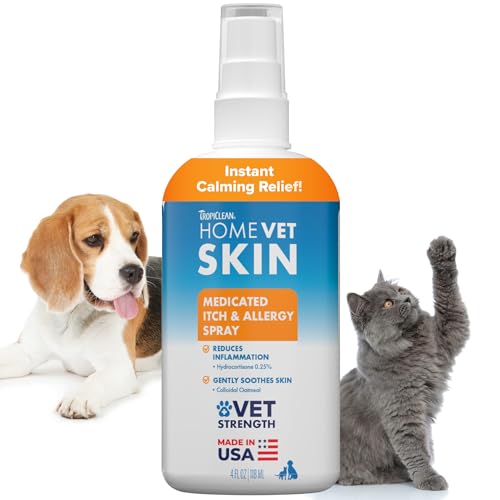 Image of TropiClean HomeVet Allergy & Itch Spray, Hot Spot Spray for Dogs, 8oz