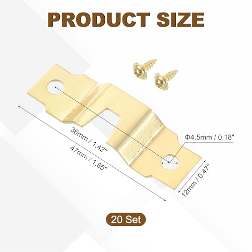 Image of uxcell 20Pcs Picture Hangers, Frame Back Fasteners with Screws, Single-Notch Double Hole Precision Hangers Hook for Hanging Paintings Picture Photos Frame, Gold