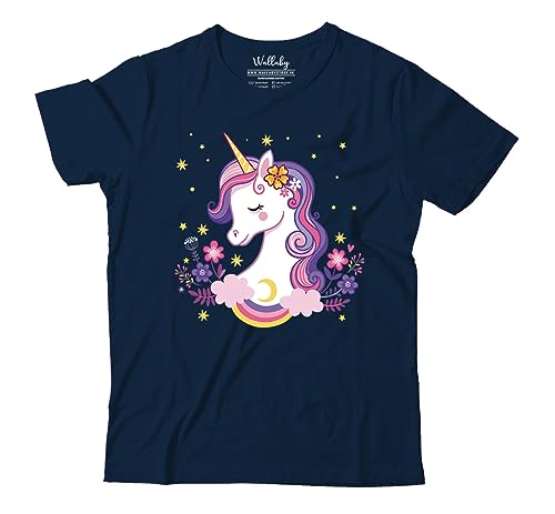 Image of Girls Cute Majestic Unicorn 100% Cotton Unisex Kids T-Shirt