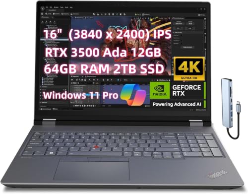 Image of NewLenovo ThinkPad P1 Gen 6 Mobile Workstation Laptop, 16.0 inch WQXGA QHD+ (2560 x 1600) IPS Anti-Glare, Intel Core i7-13700H, 16GB RAM 512GB SSD (RTX 3500 Ada|64GB RAM 2TB SSD)