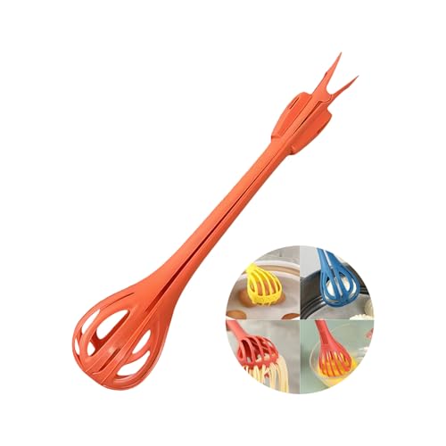 ZUJIABAO Safe ABS 2 en 1 - Pinzas para batir huevos y servir, mango ergonómico, multifuncional, batidor de huevos de mano, pinzas de plástico ABS para alimentos