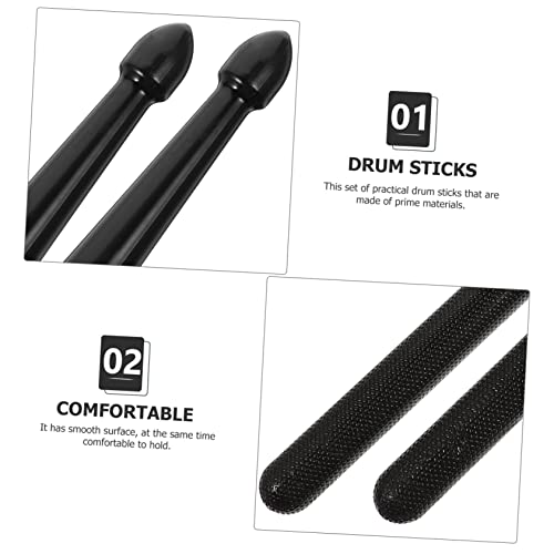 3 pares de baquetas de nylon para batería color negro miniatura 5
