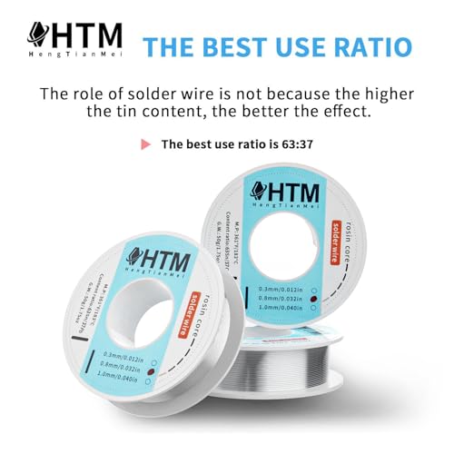 Image of HengTianMei 63 /37 Rosin Core Tin Lead Solder Wire For Electrical Soldering(0.3mm /50g) (Pack of 2)