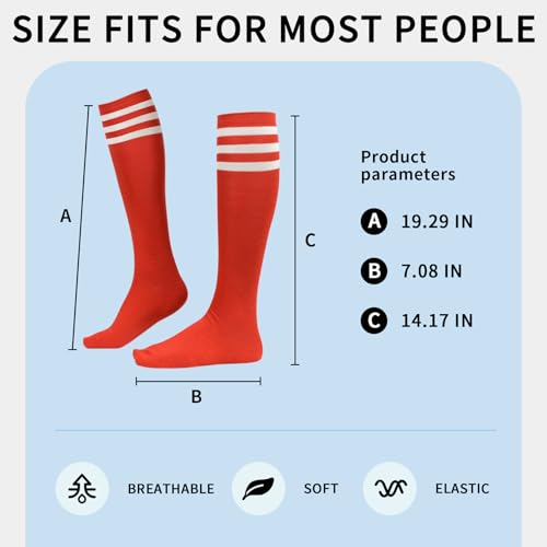 Durio 2 Pairs Knee High Socks for Women - Long Tube Soccer Football Athletic Stockings With Tall Stripes3