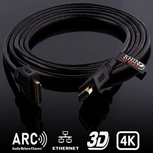 rhinocables Gold High-Speed HDMI Cable, Lead Supports 1080p, Full HD, HDTV, 3D 4K, Audio, Ethernet (5m)