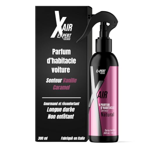 X Air - Parfum Voiture Intérieur Vanille Caramel 300 ml - Désodorisant Voiture Spray Longue Durée - Senteur Gourmande Non Entêtante - Élimine Odeurs Tabac...
