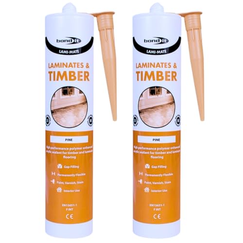 Lami Mate Flexible Sealant Pine 310ml x 2 | Floorboard Gap Filler for Timber Laminate & Hardwood Flooring | Waterproof Wood Sealant for Frames Furniture & Panels Bond It