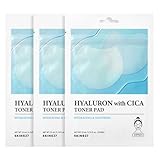SKIN627 Hyaluron with Cica Toner Pad | Korean Facial Sheets with 6 Types of Hyaluronic Acid and Centella Asiatica | Deep Hydration and Soothing Care | 10 Pads x 3 Pack