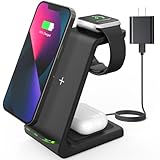 JoyGeek Wireless Charging Station, Wireless Charging Stand, 3 in 1 Charging Station for Apple iPhone 13 Pro Max/13 Pro/13/12 Pro Max/12 Pro/12/11 Pro Max/11 Pro/11/SE/X/XR/XS/8, iWatch7/6/SE/3,AirPods