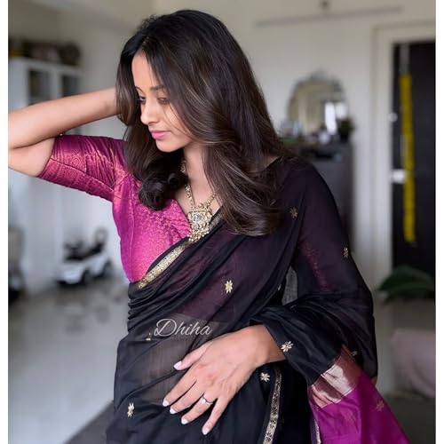 Image of Original Maheswari Cotton Silk Saree for Women | Kanjivaram Pure Silk Cotton Sari with Blouse | Zari Work | Tassels | Handloom Weave