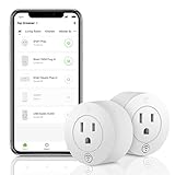 TOPGREENER Smart Mini Wi-Fi Plug with Energy Monitoring, Smart Outlet, Control Lights and Appliances from Anywhere, No Hub Required, Works with Alexa and Google Assistant, TGWF115PRM, 2-Pack