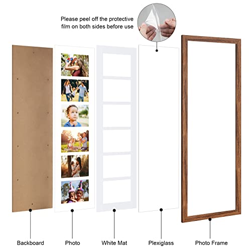 Ksroecud 8X26 Collage Frame With 6 Openings 4X6 Pictures, Multiple Picture Frame With Mat, Wall Or Tabletop Decor, Carbonized Brown Wood Grain,2 Pack #TOP1