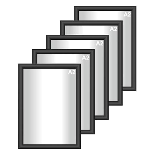 Image of Snap Poster Frames | Certificate Photo Display | Clip Poster Holders for Retail And Advertising Displays | Notice Sign Board Frame for Walls (Black Colour) (5, A2 (420 x 594mm))