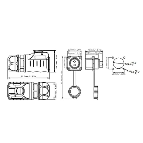 Conector aviación 3 pines IP68 cierre seguro doble sellado miniatura 5