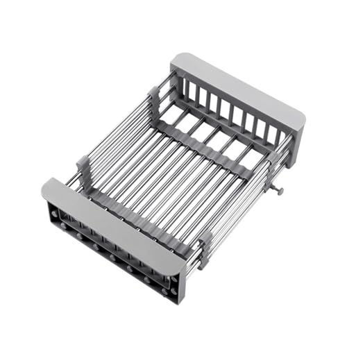 Toguma Estantes De Secado De Platos Expandibles sobre El Fregadero Cesta De Drenaje De Acero Inoxidable Ajustable Bandeja De Drenaje Organizador Funcional del Fregadero De La Cocina (Gris)