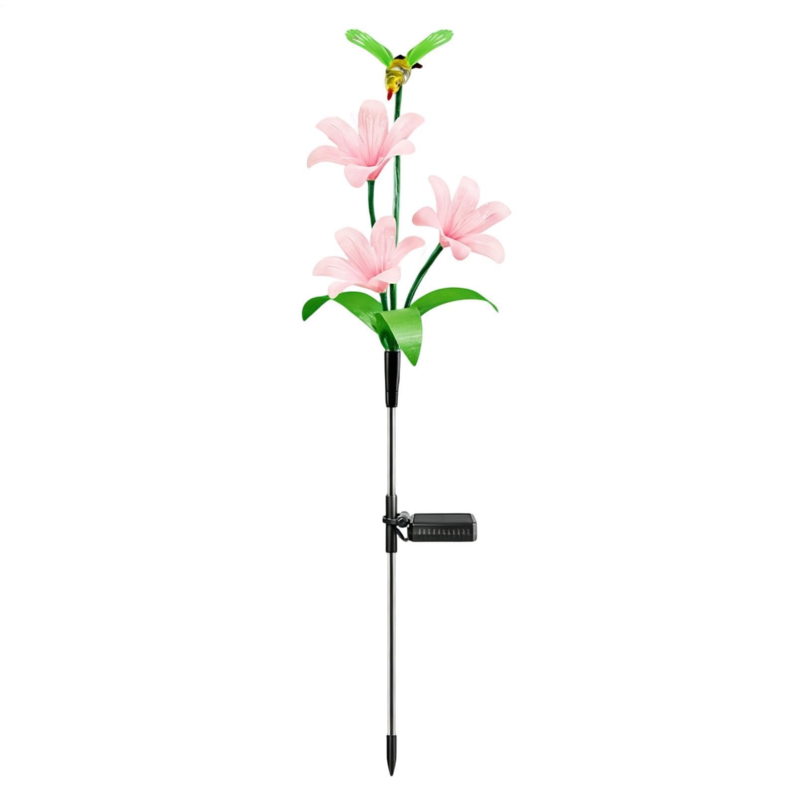Luces solares de flores y colibrí para jardín exterior con protección impermeable 8