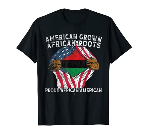American Grown African Roots USA Bandera africana Patriótica Camiseta