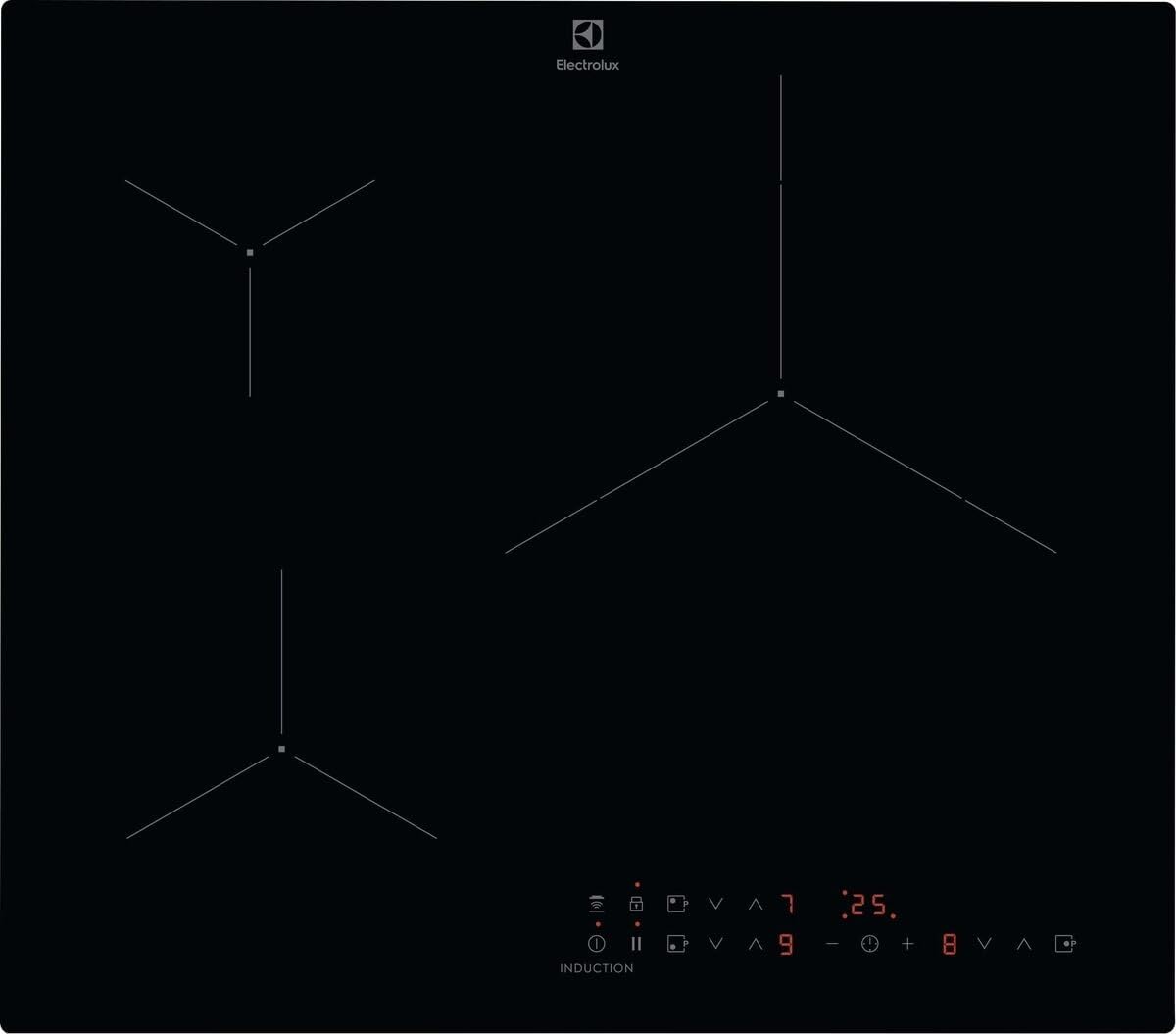 Electrolux EIT61336CB – Induction Hob 500 Series, 60 cm, 3 Zones, Paella Area 32 cm, PowerBoost, Individual Controls with Timer, Pause, Safety Lock, Hob2Hood, Frameless