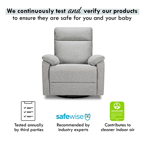 Davinci Suzy Swivel Recliner In Frost Grey, Greenguard Gold & Certipur-Us® Certified #TOP1