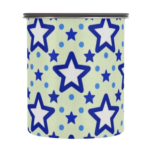 Amooorous Blue Stars - Recipientes de almacenamiento de alimentos con tapa de acero inoxidable para cocina y despensa, diseño de lunares, color amarillo
