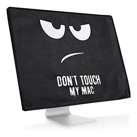 kwmobile Funda Compatible con Apple iMac 24" - Cubierta Antipolvo - Don't Touch my Mac Blanco/Negro Cover