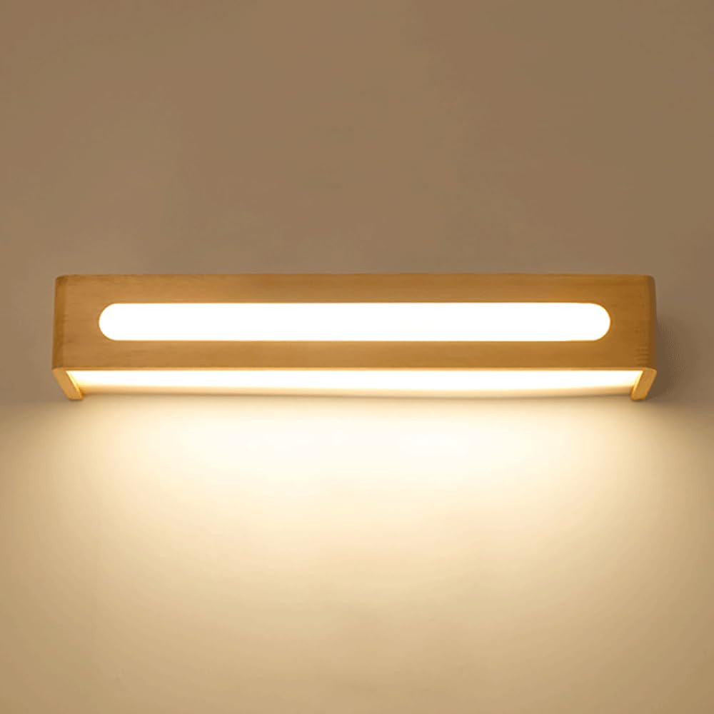 Lámpara de pared LED moderna anti deslumbramiento con madera maciza para iluminación de espejo