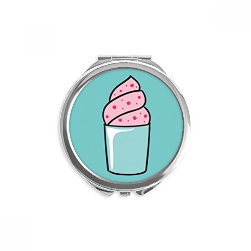 Miroir rond maquillage de poche compact imprimé glace rose 6,6 cm