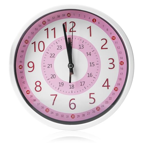 GBKDQQ Horloge murale pour enfant sans bruit de tic-tac - 20 cm - Horloge murale d'apprentissage pour chambre d'enfant fille et garçon - Pour chambre...