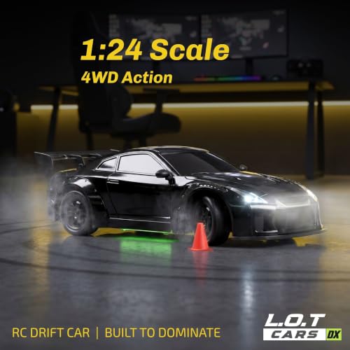 Image of L.O.T TOYS Flare Premium RC Drift Car | 4WD 20Kmph with Boost Mode, 2.4Ghz Long Range Remote, Hard Shell Body, LED Headlights, Race-Ready Build (Race Black)