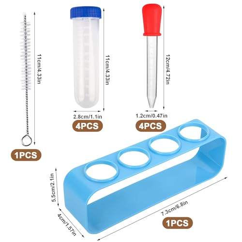 Rdlobu 10Pcs Potion Making Kit for Children Test Tubes With Stand, Dropper Pipettes and Brushes, Science Class Tools - Image 2