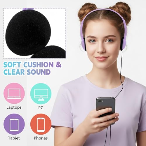 Image of Konohan 30 Pack Headphones Bulk Classroom Headphones, Macaron, Classic