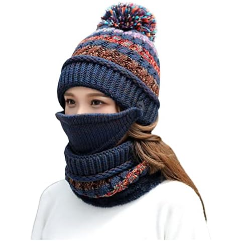 Qchomee 3 In 1 Hat Scarf Mask Set Cover